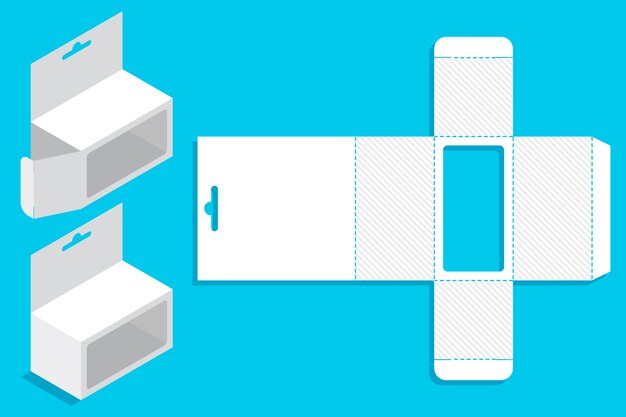 plantilla de corte de caja rectangular de diseño plano