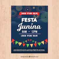 Vector gratuito plantilla de cover azul oscuro de festa junina