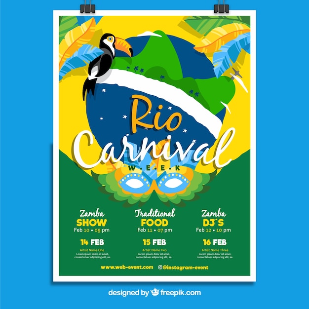Vector gratuito plantilla de cover de carnaval brasileño