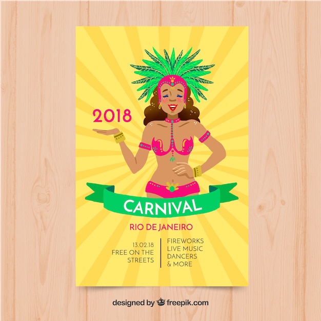 Vector gratuito plantilla de cover para carnaval con mujer en bikini