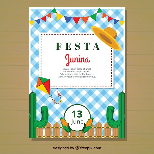 Vector gratuito plantilla de cover flat de festa junina