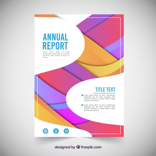 Plantilla de cover de reporte anual con formas onduladas