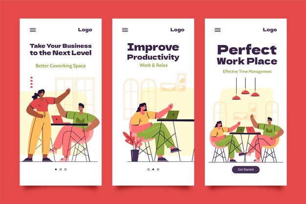 Plantilla de coworking dibujada a mano