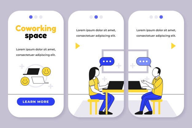 Plantilla de coworking de diseño plano