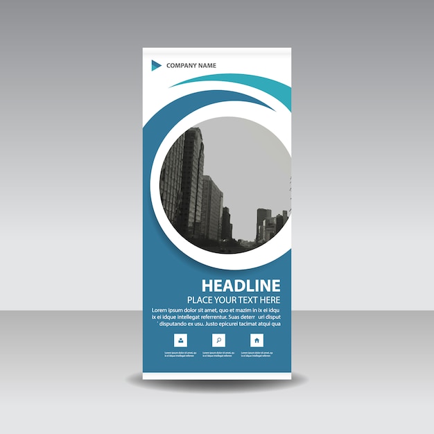 Vector gratuito plantilla creativa roll up azul