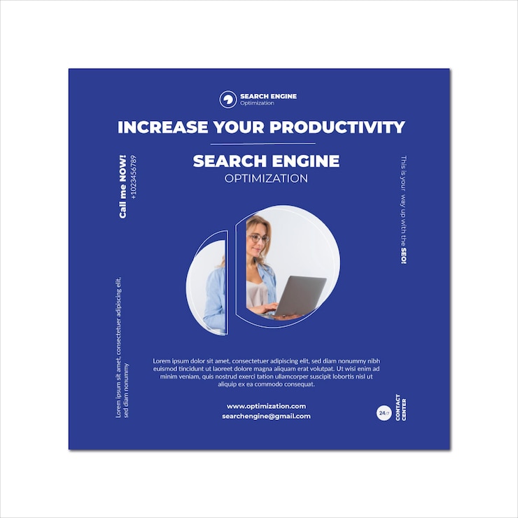 Vector gratuito plantilla cuadrada de volante de contenido virtual seo