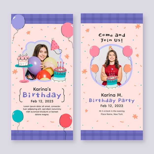Plantilla de cumpleaños dibujada a mano