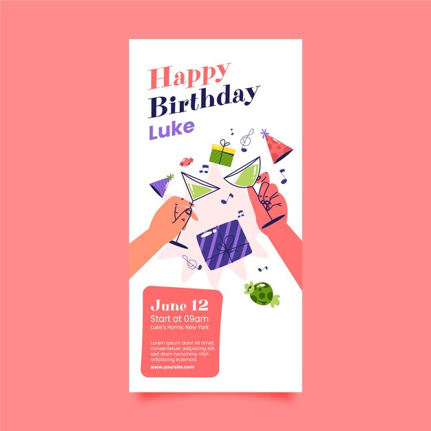 Plantilla de cumpleaños dibujada a mano