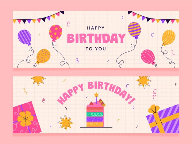 Plantilla de cumpleaños dibujada a mano
