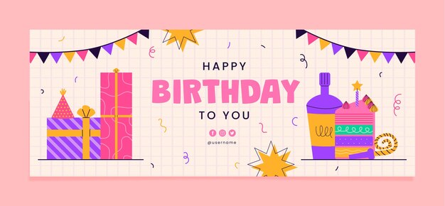 Plantilla de cumpleaños dibujada a mano