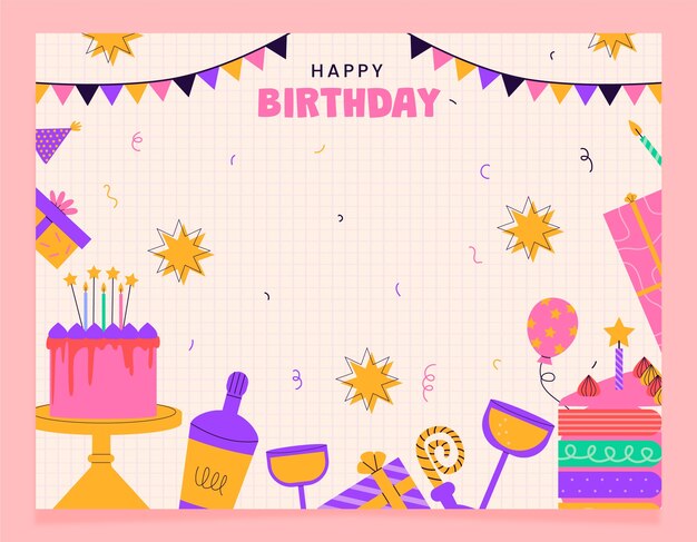 Plantilla de cumpleaños dibujada a mano