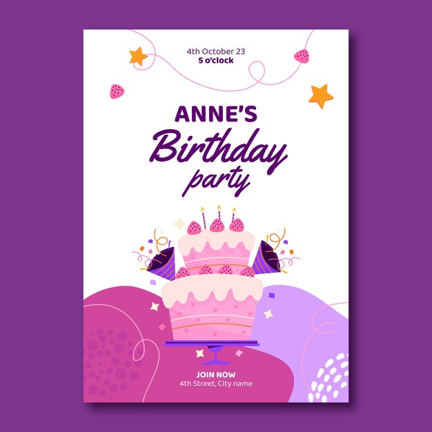 Plantilla de cumpleaños dibujada a mano