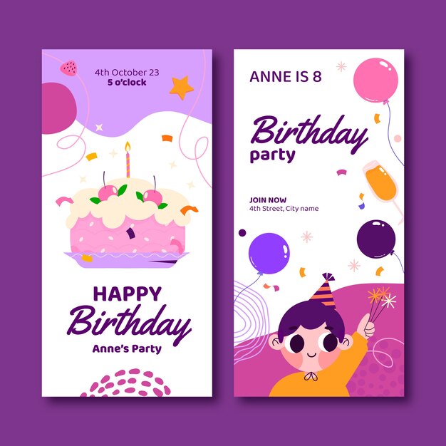 Plantilla de cumpleaños dibujada a mano