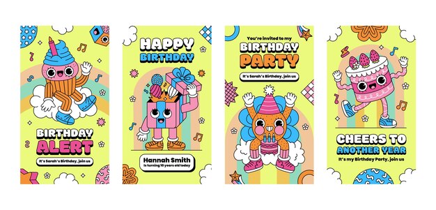 Plantilla de cumpleaños dibujada a mano