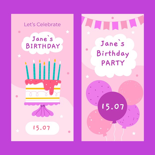 Plantilla de cumpleaños de diseño plano