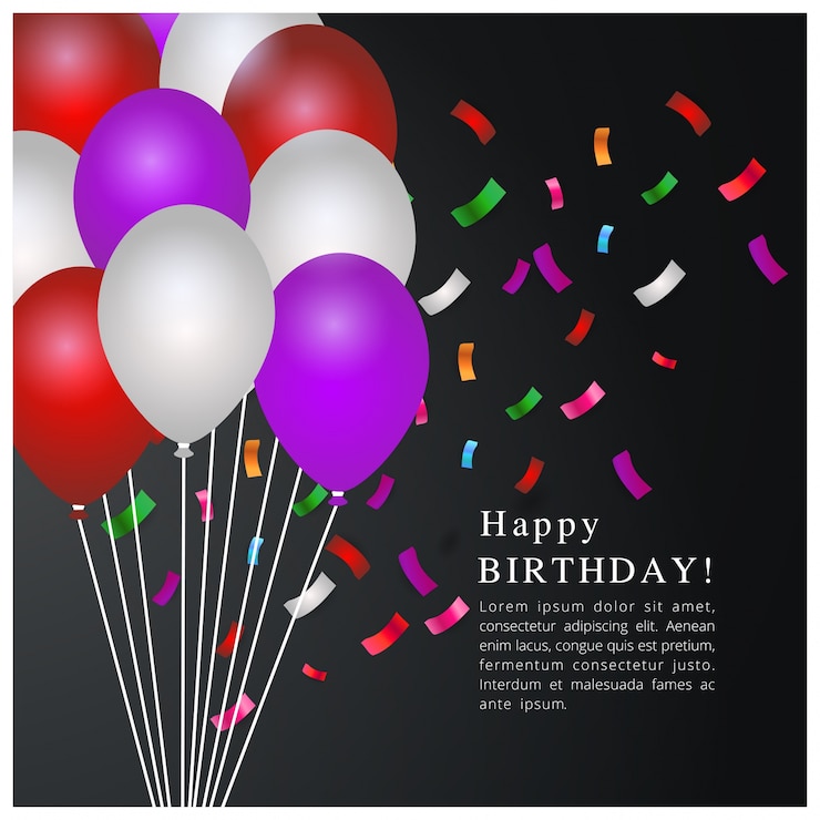 Vector gratuito plantilla de cumpleaños con globos