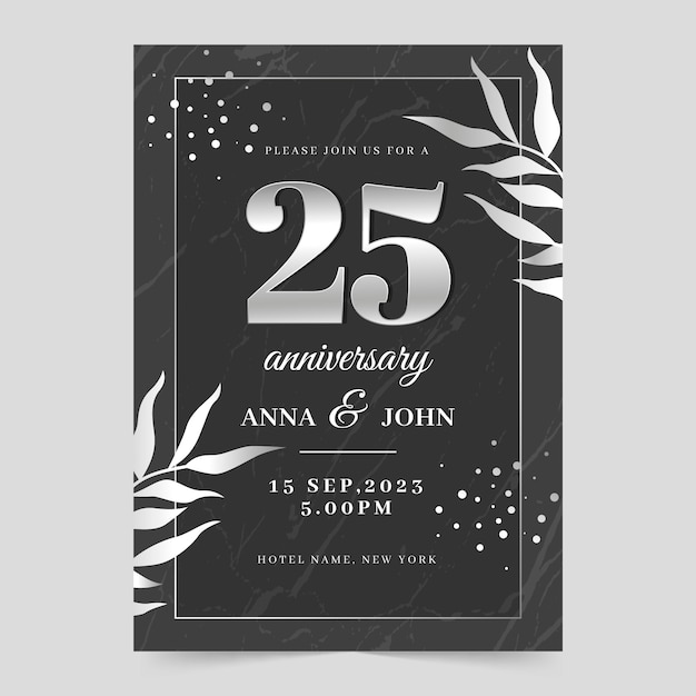 plantilla de cumpleaños número 25 degradado