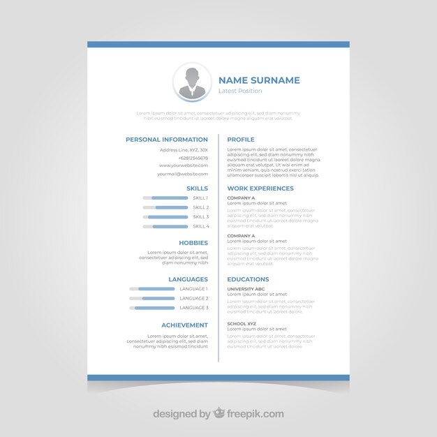 Plantilla de currículo elegante con estilo minimalista