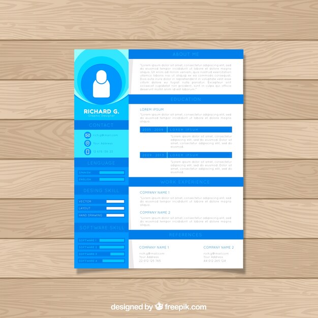 Plantilla de curriculum azul