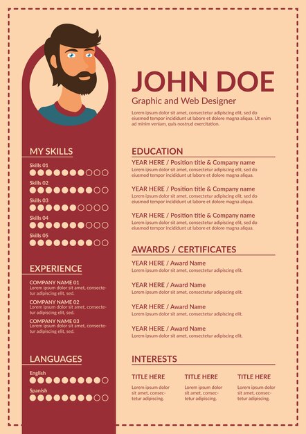 Plantilla de curriculum de diseño plano