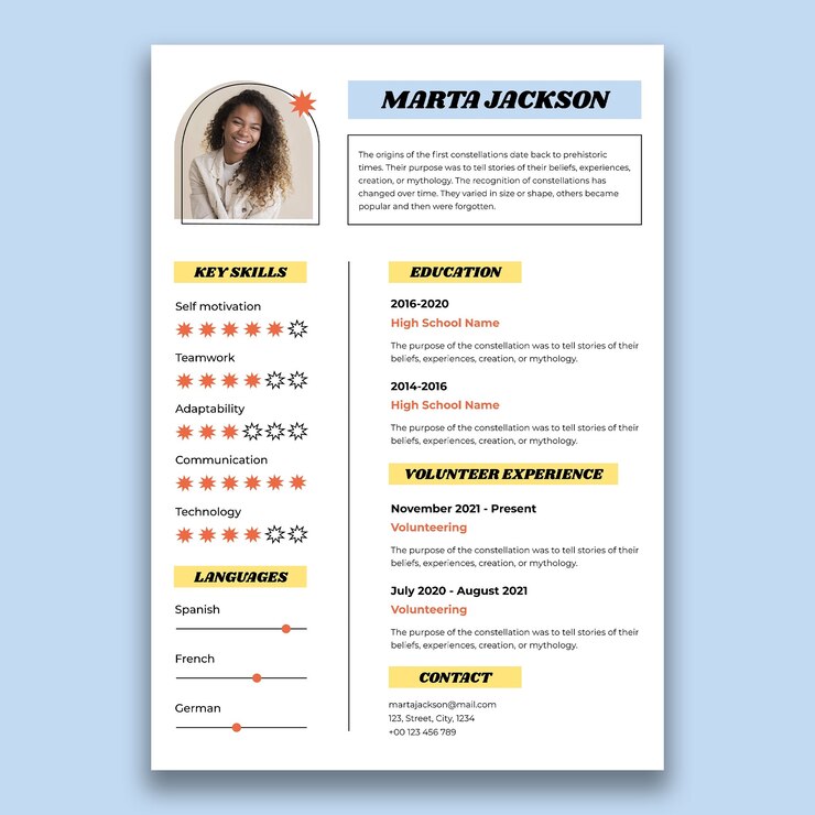 Plantilla de currículum de escuela secundaria marta moderna