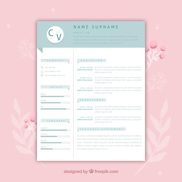 Plantilla de curriculum con estilo minimalista