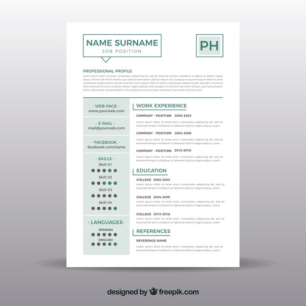 Plantilla de curriculum con estilo minimalista