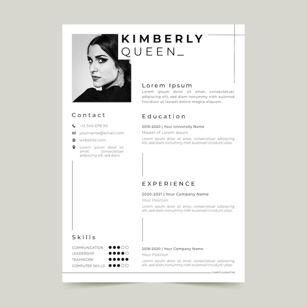 Plantilla de currículum de estilo minimalista