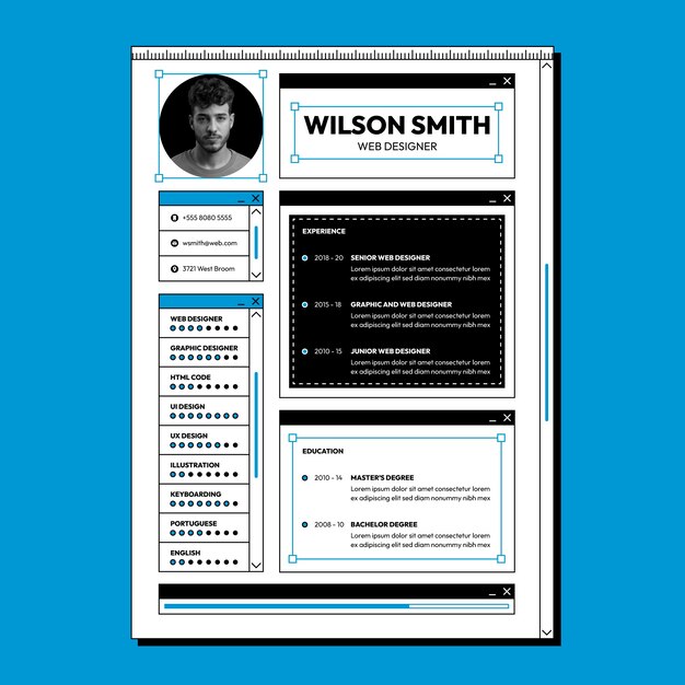 Plantilla de currículum de trabajo de diseñador web