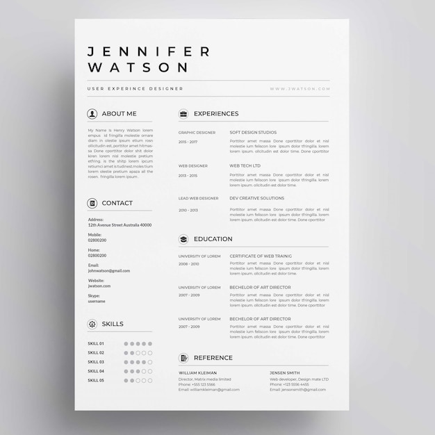 Plantilla de curriculum vitae elegante
