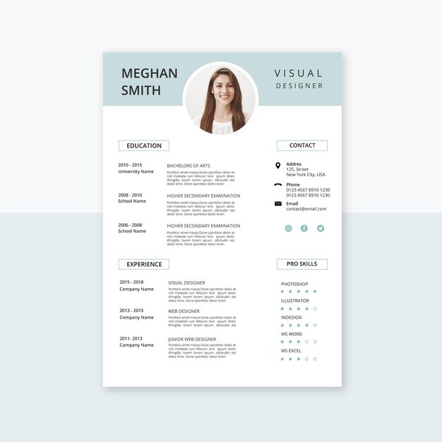 Plantilla de curriculum vitae de estilo minimalista
