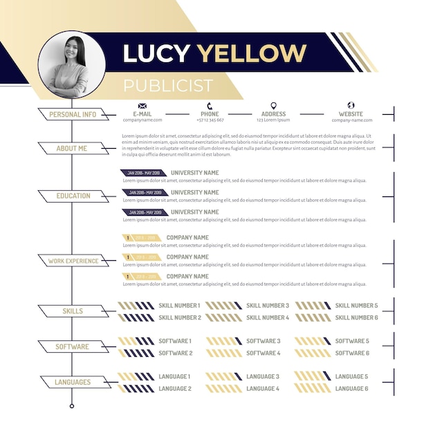 Plantilla de curriculum vitae en línea de diseño plano