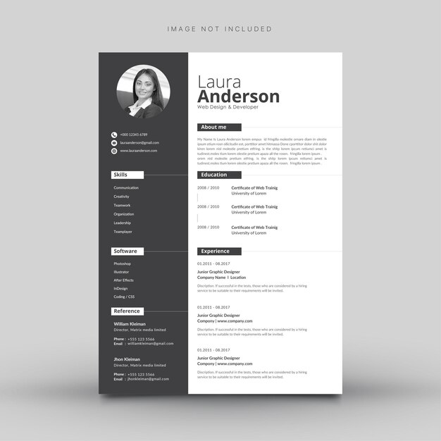 Plantilla de curriculum vitae moderno Plantilla de curriculum vitae minimalista