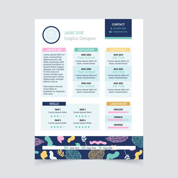 Plantilla de curriculum vitae moderno