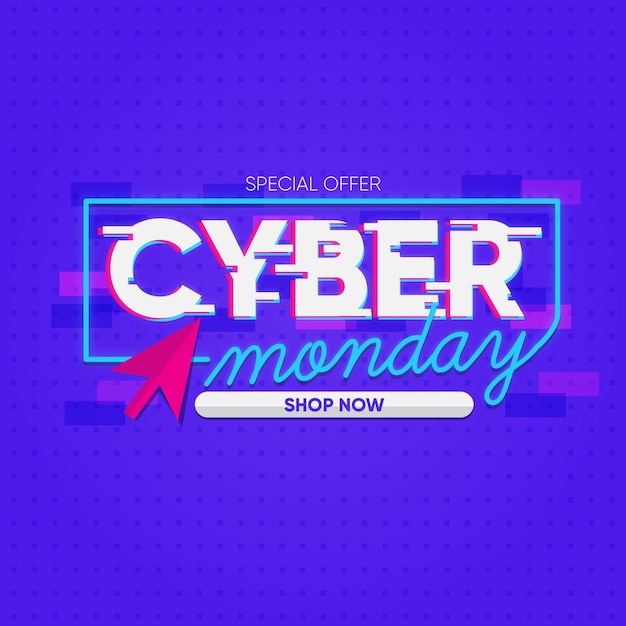 Plantilla de cursor de cyber monday de diseño plano