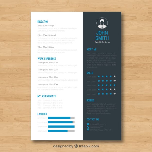 Plantilla de cv blanco y negro