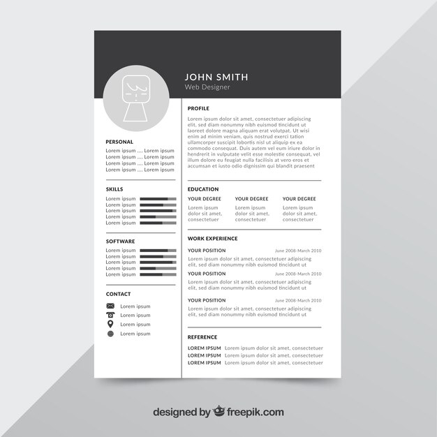 Plantilla de cv blanco y negro