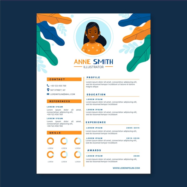 Plantilla de cv de diseñador gráfico ilustrada