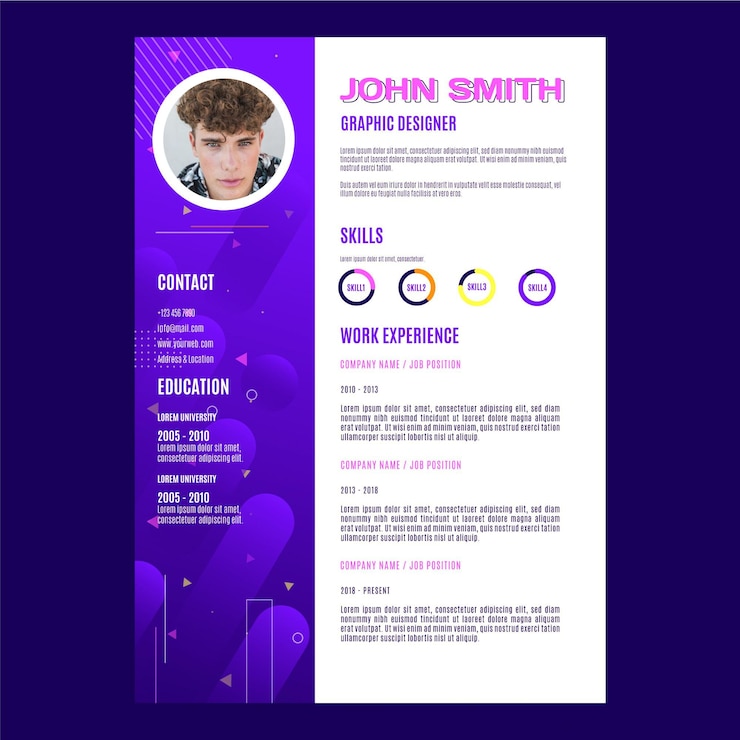 Vector gratuito plantilla cv diseñador gráfico plano