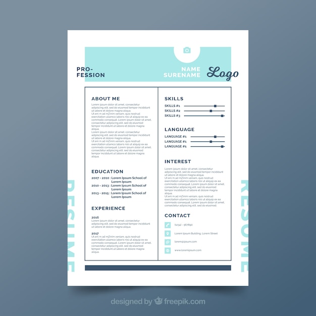 Vector gratuito plantilla de cv con diseño moderno