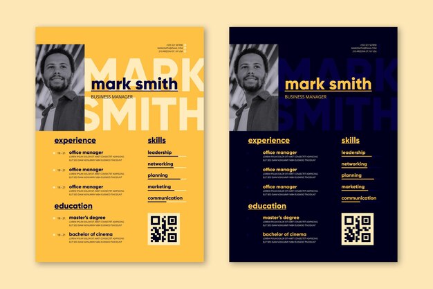 Plantilla cv de diseño plano