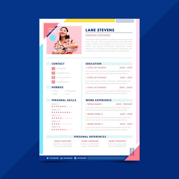 Plantilla cv de diseño plano