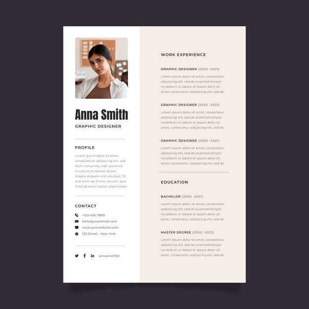 Plantilla cv de diseño plano
