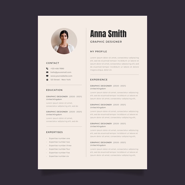 Plantilla cv de diseño plano