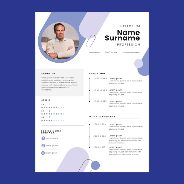 Plantilla cv de diseño plano
