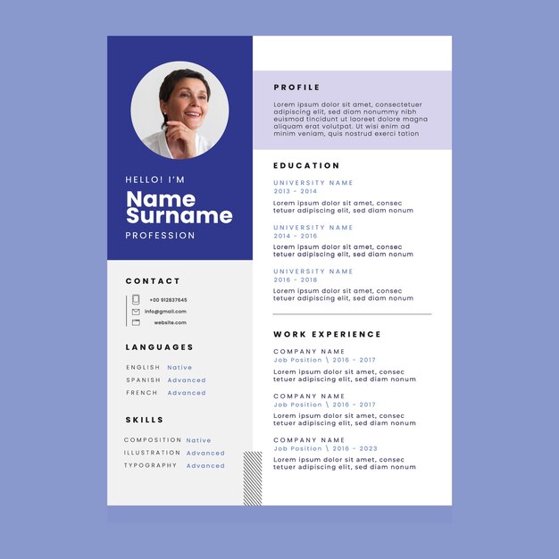 Plantilla cv de diseño plano
