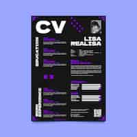 Vector gratuito plantilla de cv de diseño plano