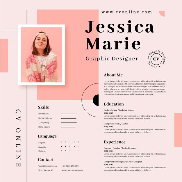 Plantilla de cv en línea con foto