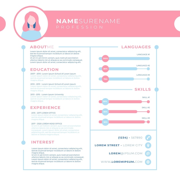 Vector gratuito plantilla de cv en línea