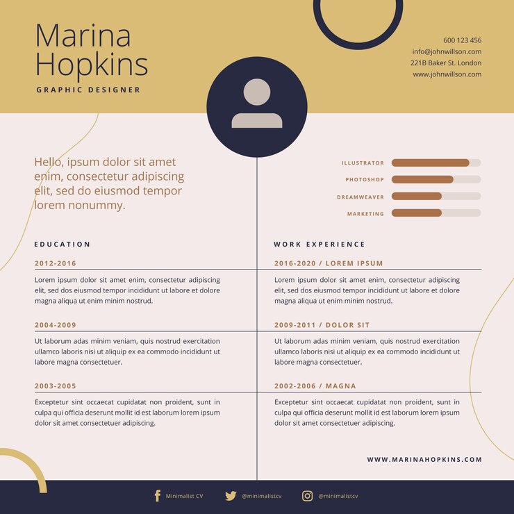 Vector gratuito plantilla de cv en línea